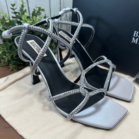 Badgley Mischka Women's Brooke Strappy Bejeweled Stiletto Sandals Heels Size 9.5 - Picture 3 of 11